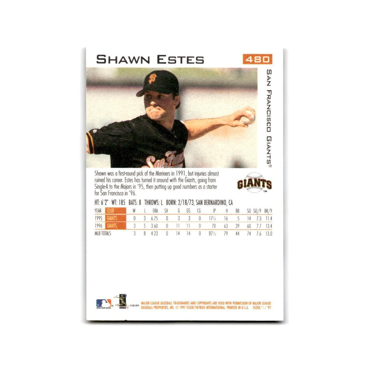 Shawn Estes 1997 Fleer #480 San Francisco Giants Baseball Card NM