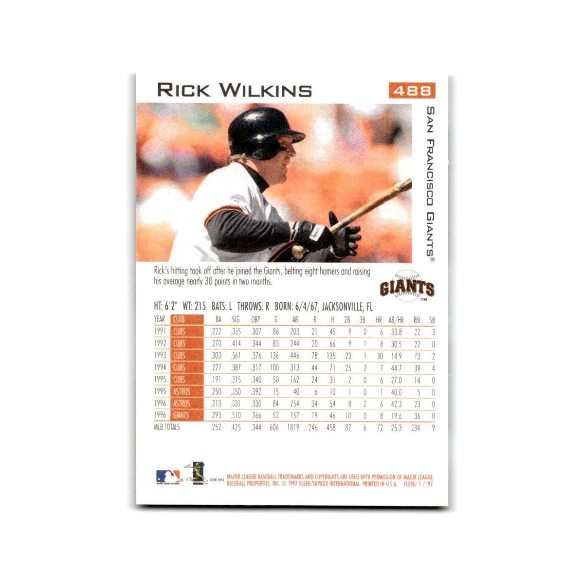 Rick Wilkins 1997 Fleer #488 San Francisco Giants Baseball Card NM