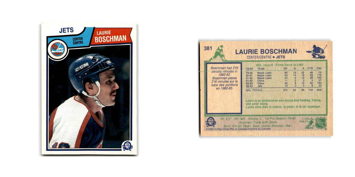 1983 O-Pee-Chee Laurie Boschman Winnipeg Jets #381