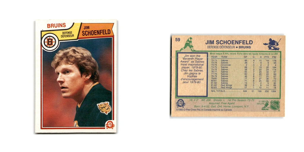 1983 O-Pee-Chee Jim Schoenfeld Boston Bruins #59