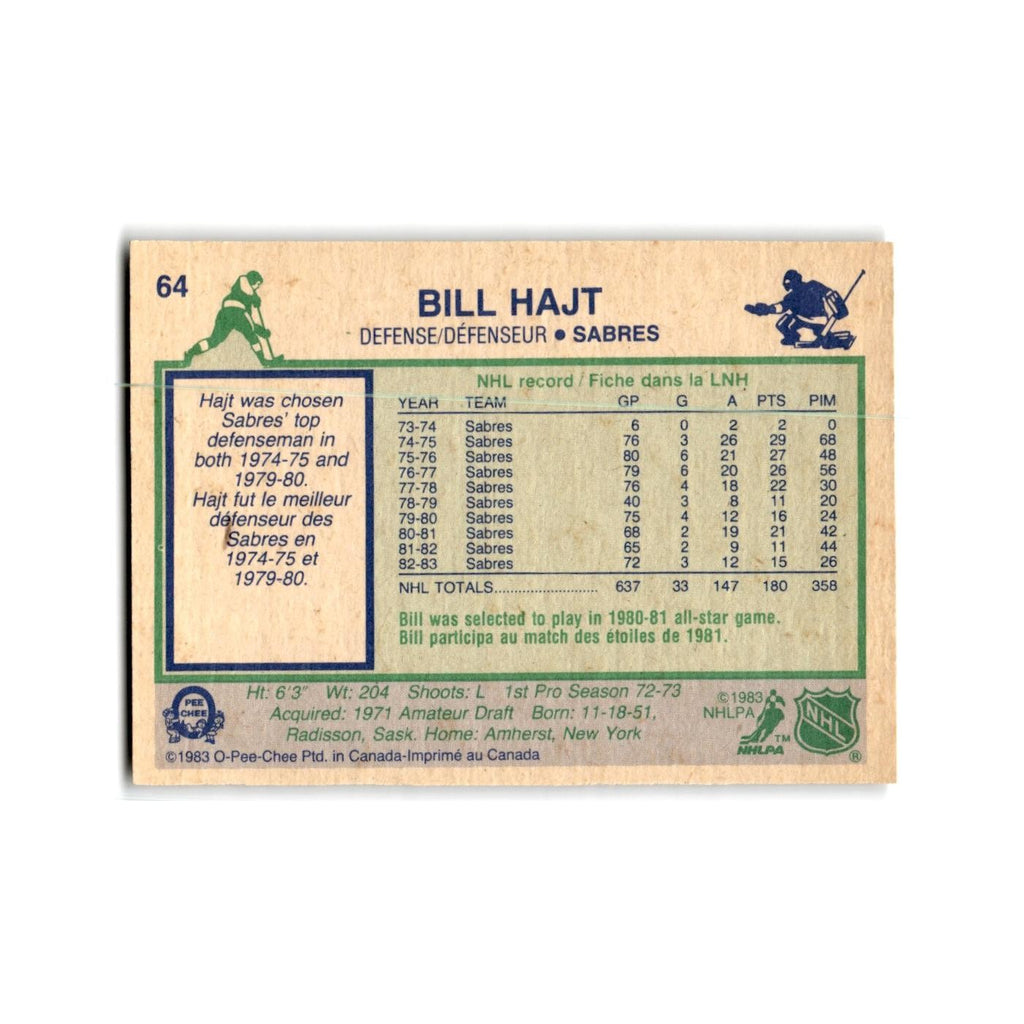 1983 O-Pee-Chee Bill Hajt Buffalo Sabres #64