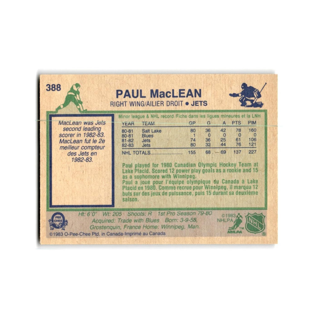 1983 O-Pee-Chee Paul MacLean Winnipeg Jets #388