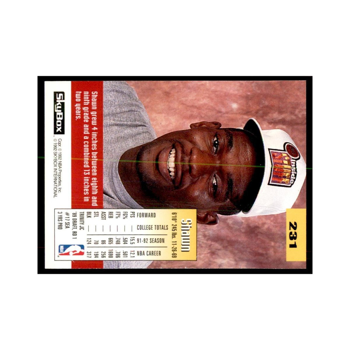 1992 SkyBox Shawn Kemp Basketball Cards #231