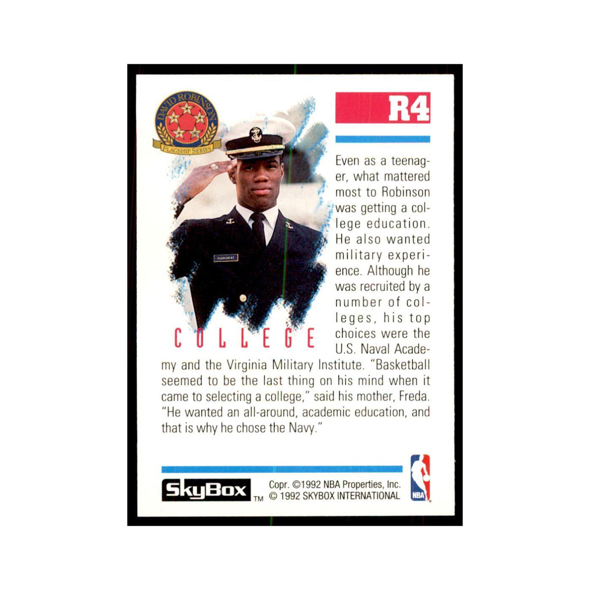 1992 SkyBox David Robinson Basketball Cards #R4