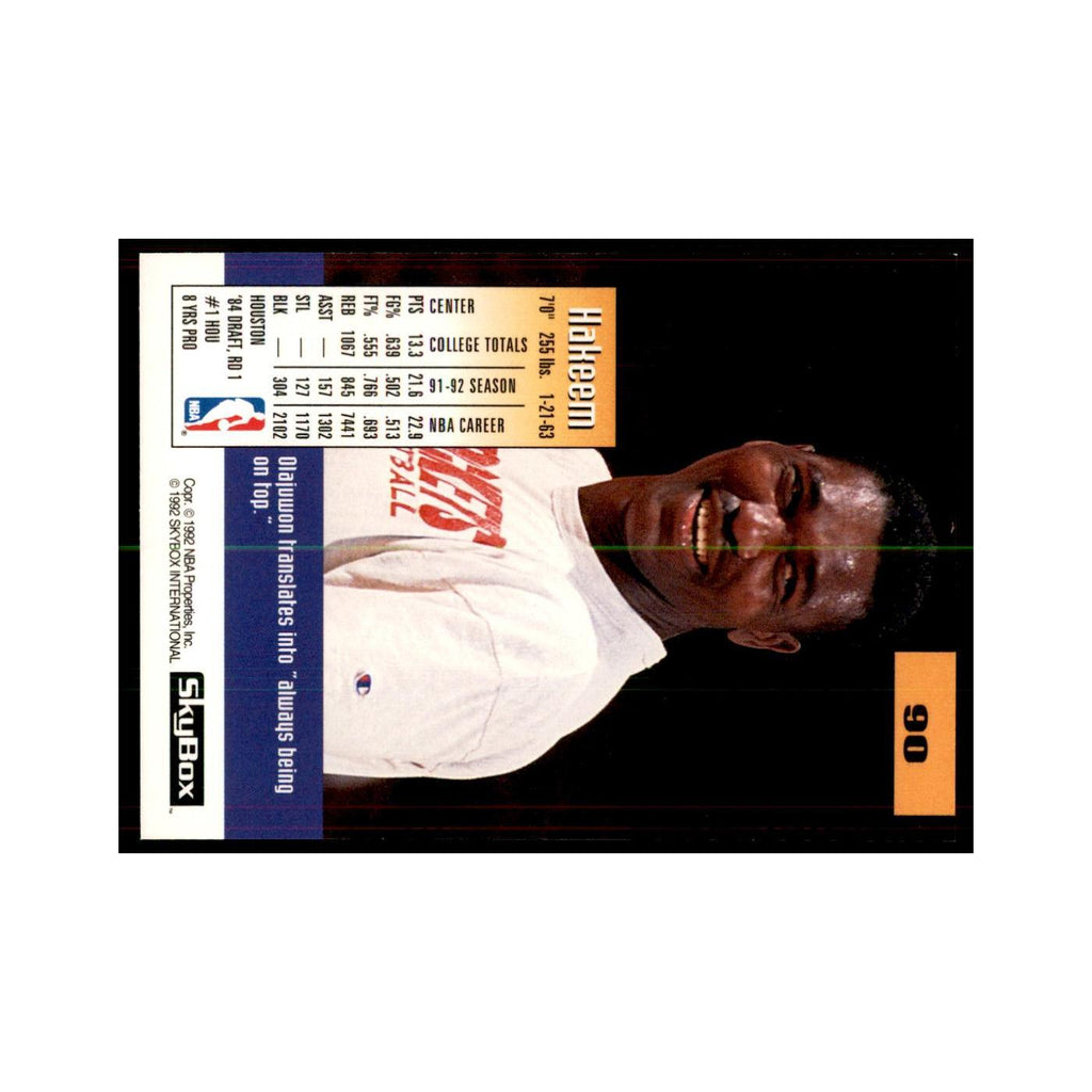 1992 SkyBox Hakeem Olajuwon Basketball Cards #90