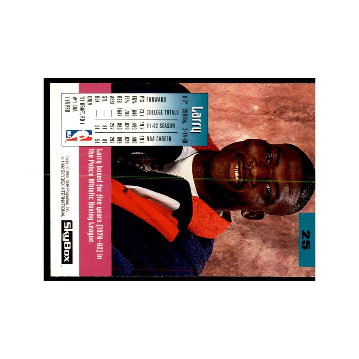 1992 SkyBox Larry Johnson Basketball Cards #25