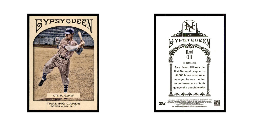 2011 Topps Gypsy Queen Mel Ott Baseball Cards #25