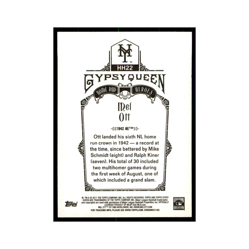 2011 Topps Gypsy Queen Mel Ott Baseball Cards #HH22