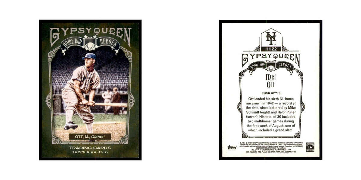2011 Topps Gypsy Queen Mel Ott Baseball Cards #HH22