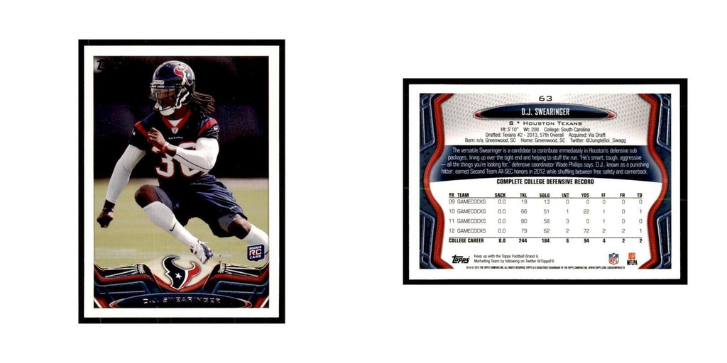 2013 Topps D.J. Swearinger Texans #63