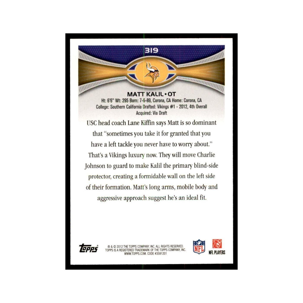 2012 Topps Matt Kalil Vikings #319