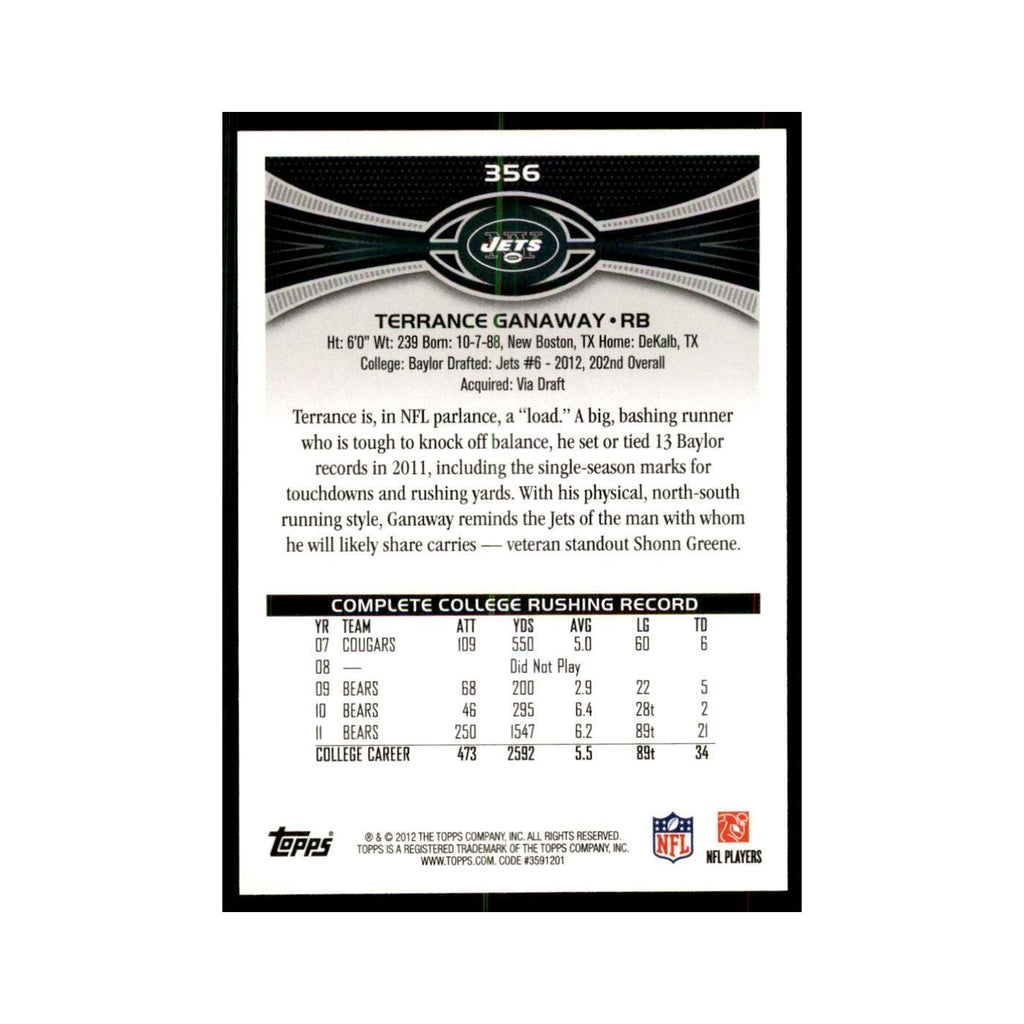 2012 Topps Terrance Ganaway Jets #356