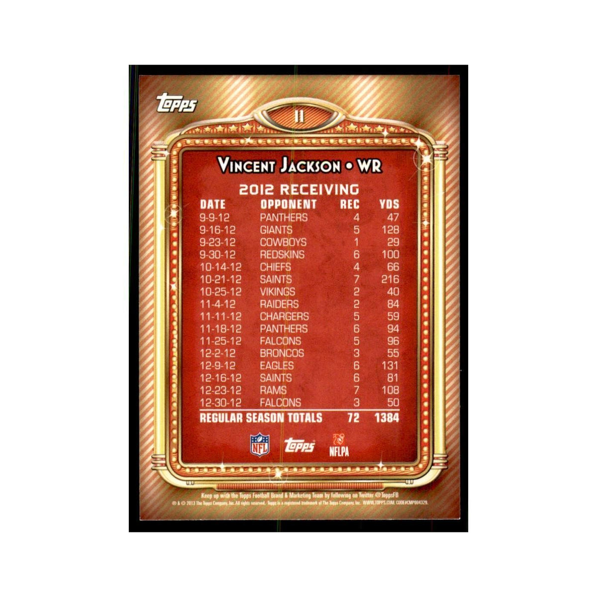 2013 Topps Vincent Jackson Buccaneers #11