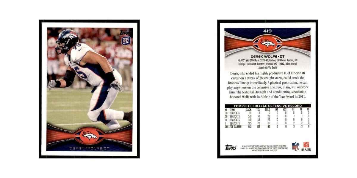 2012 Topps Derek Wolfe Broncos #419
