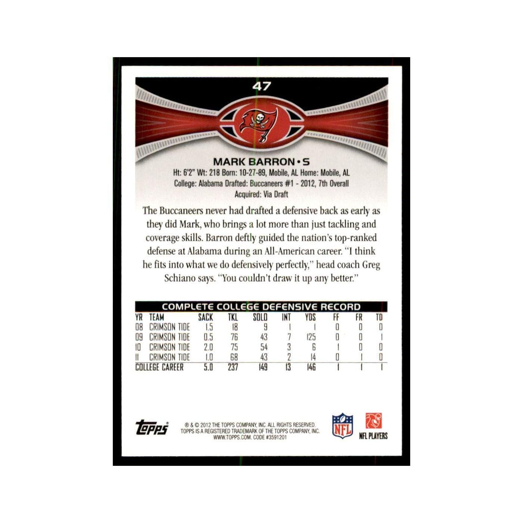 2012 Topps Mark Barron Buccaneers #47