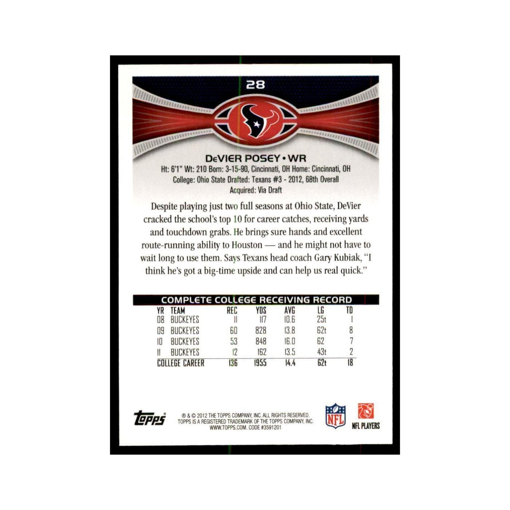 2012 Topps DeVier Posey Texans #28