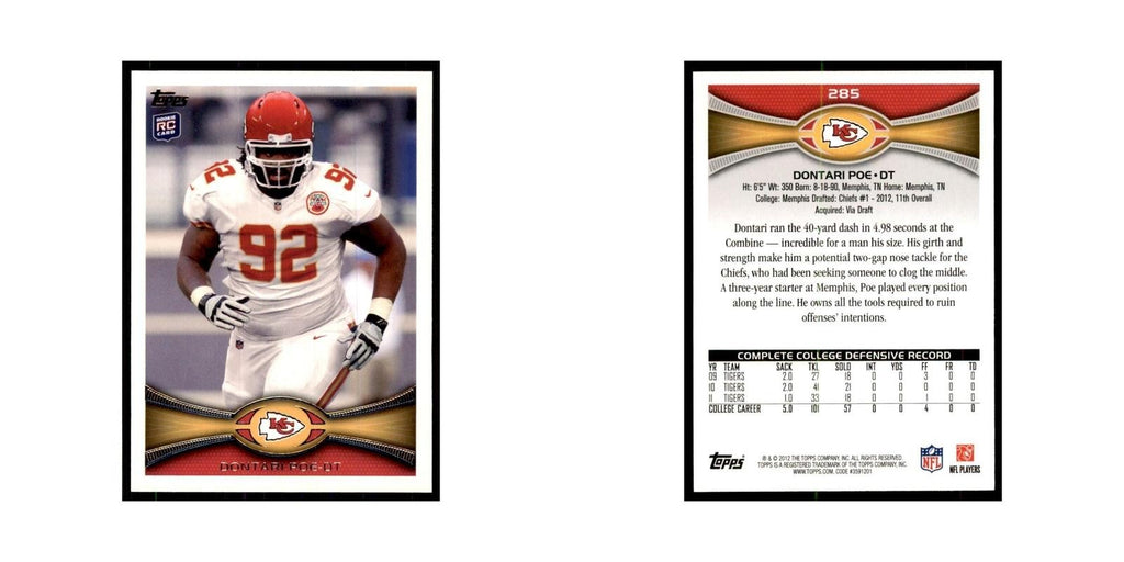 2012 Topps Dontari Poe Chiefs #285