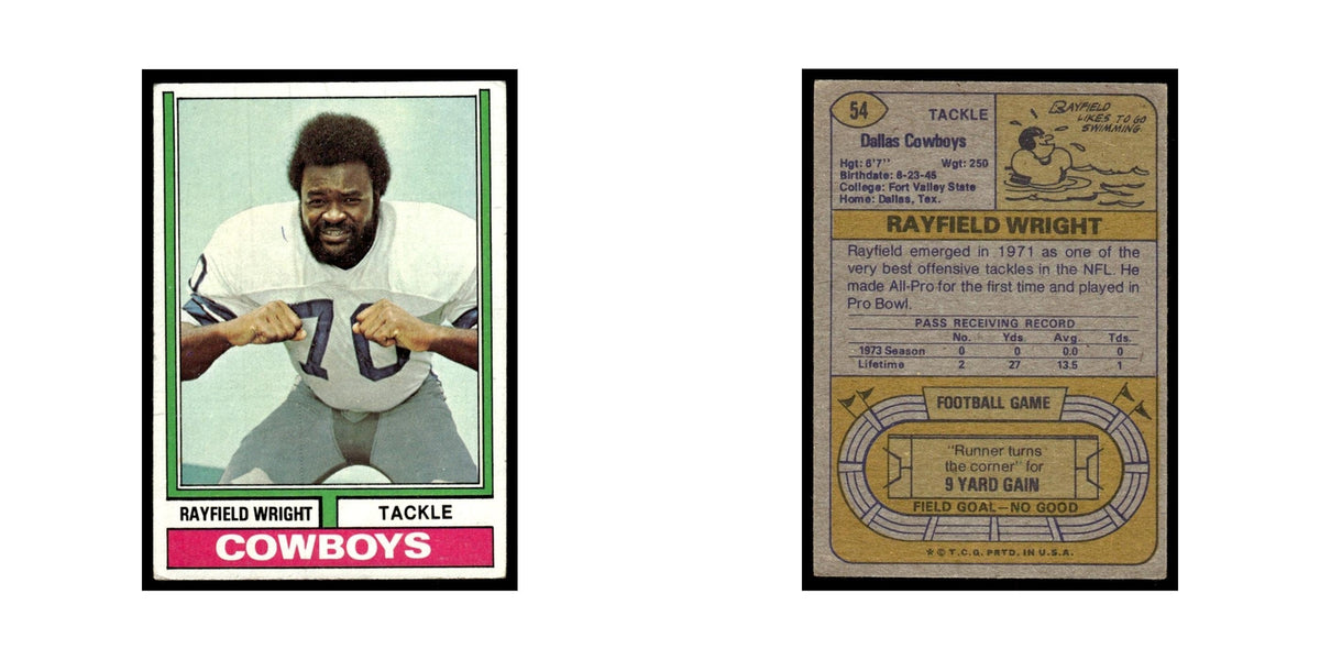 1974 Topps Football Card (Damaged) Rayfield Wright Cowboys #54.0