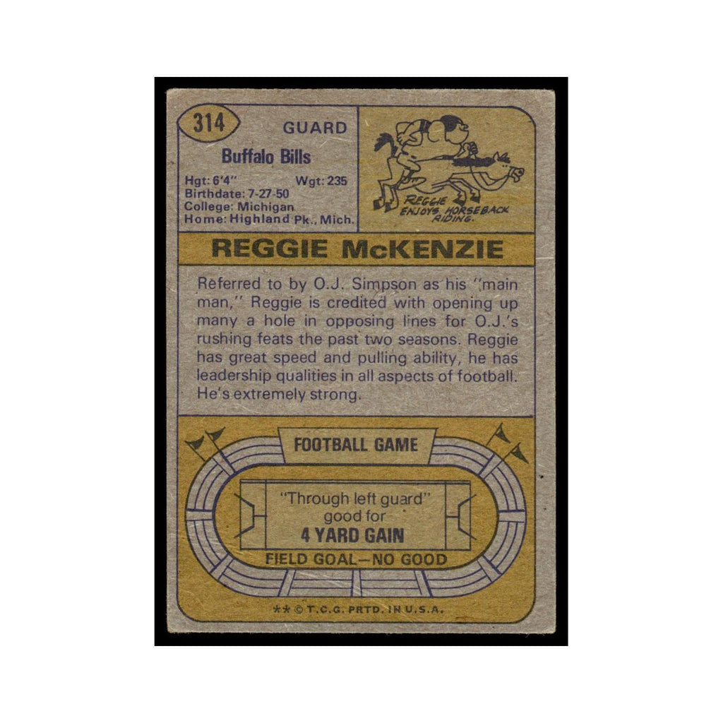 1974 Topps Football Card (Damaged) Reggie McKenzie RC Bills #314.0