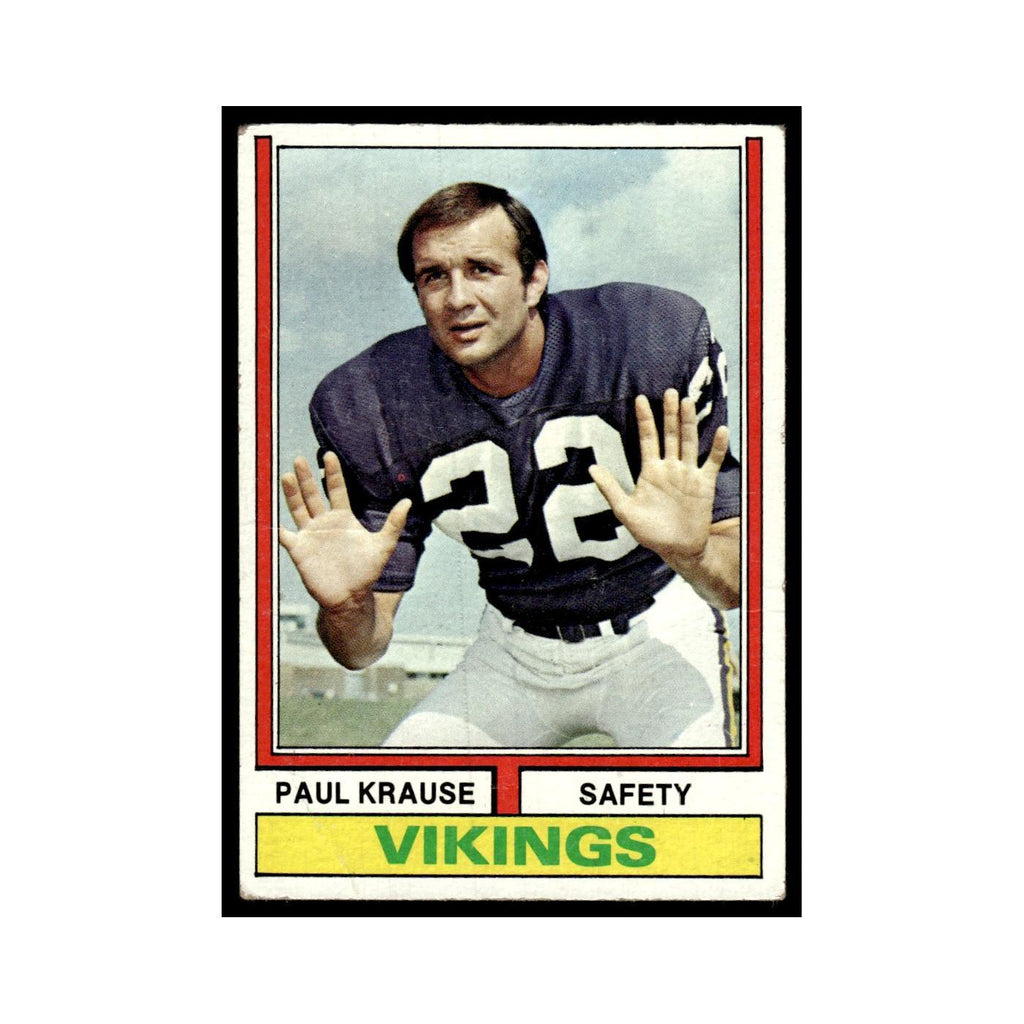 1974 Topps Football Card (Damaged) Paul Krause Vikings #82.0