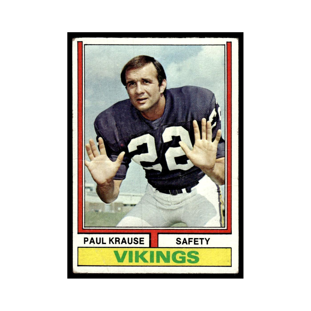 1974 Topps Football Card (Damaged) Paul Krause Vikings #82.0