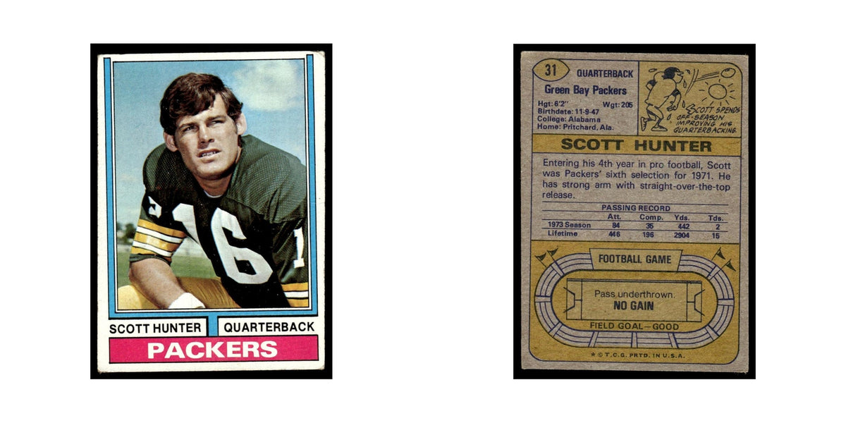 1974 Topps Football Card (Damaged) Scott Hunter Packers #31.0