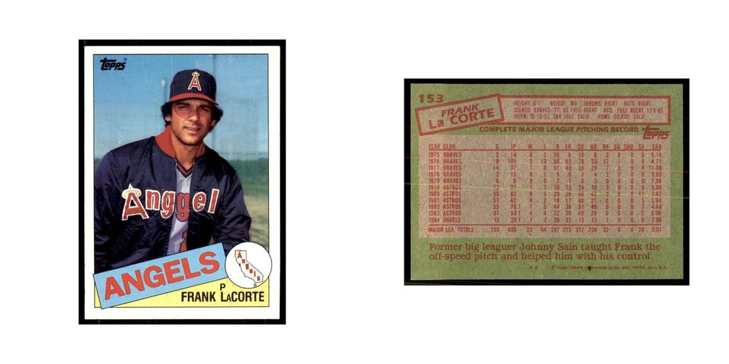 1985 Topps Frank LaCorte Angels #153