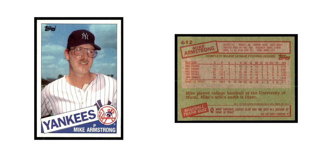 1985 Topps Mike Armstrong Yankees #612