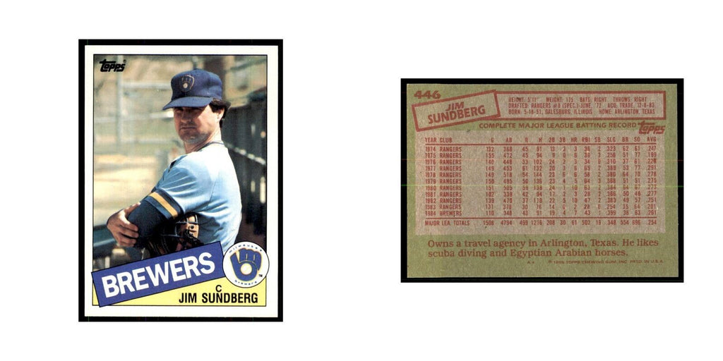 1985 Topps Jim Sundberg Brewers #446