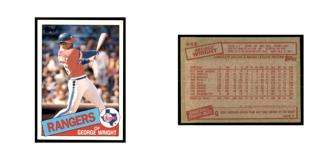 1985 Topps George Wright Rangers #443