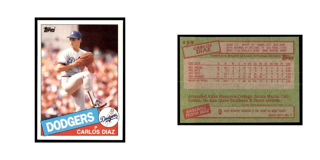 1985 Topps Carlos Diaz Dodgers #159