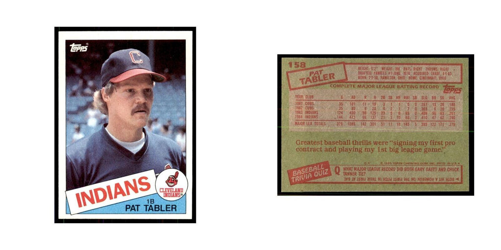 1985 Topps Pat Tabler Indians #158