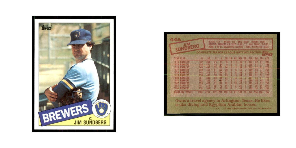 1985 Topps Jim Sundberg Brewers #446