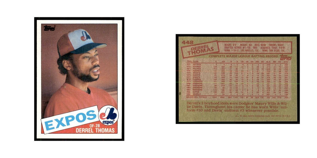 1985 Topps Derrel Thomas Montreal Expos #448
