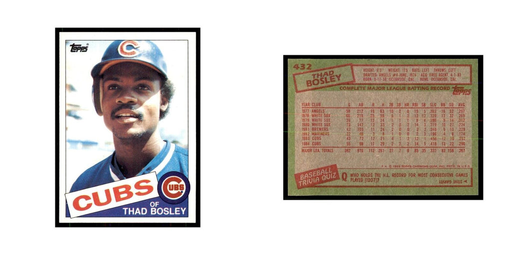 1985 Topps Thad Bosley Cubs #432