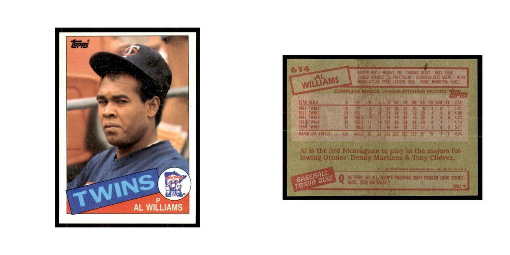 1985 Topps Al Williams Twins #614