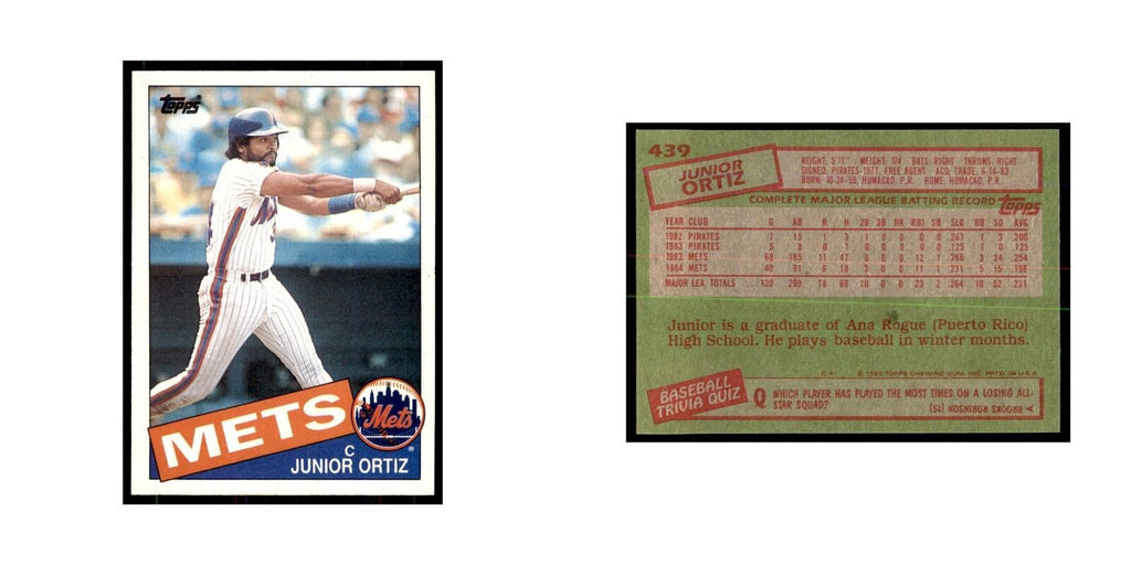 1985 Topps Junior Ortiz Mets #439