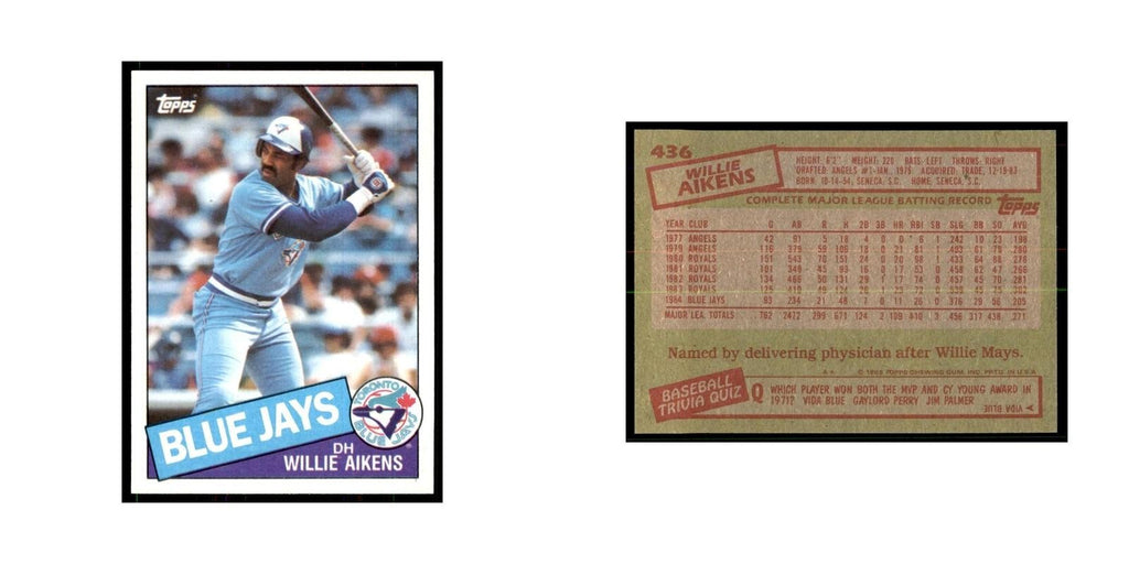1985 Topps Willie Aikens Blue Jays #436
