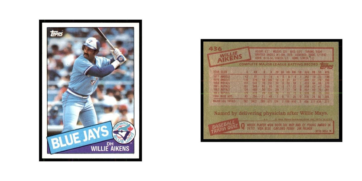 1985 Topps Willie Aikens Blue Jays #436
