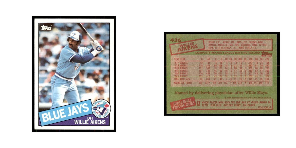 1985 Topps Willie Aikens Blue Jays #436
