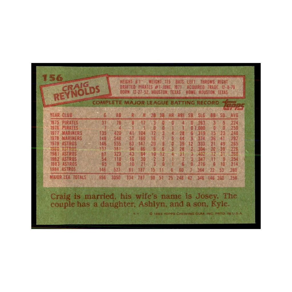 1985 Topps Craig Reynolds Astros #156