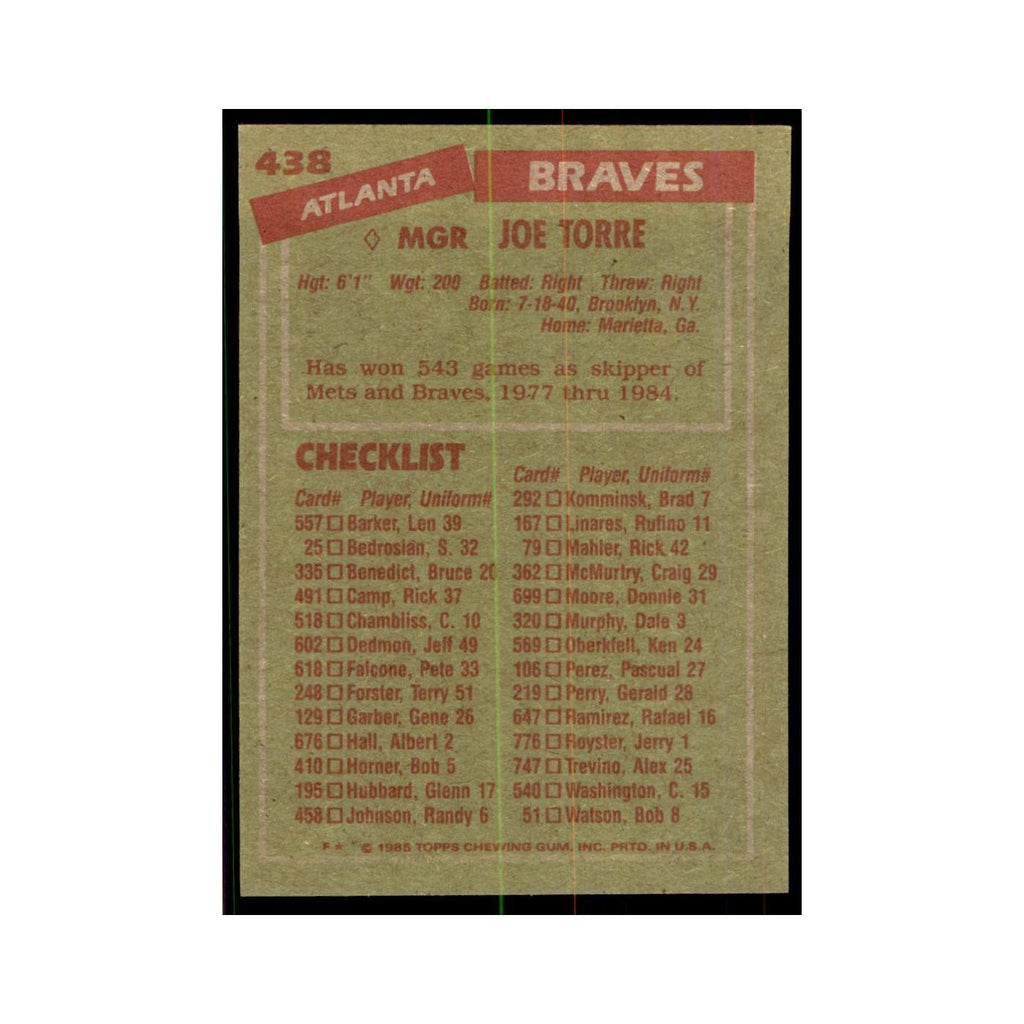 1985 Topps Joe Torre Braves #438