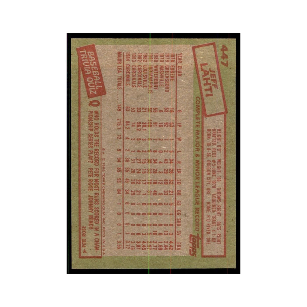 1985 Topps Jeff Lahti Cardinals #447