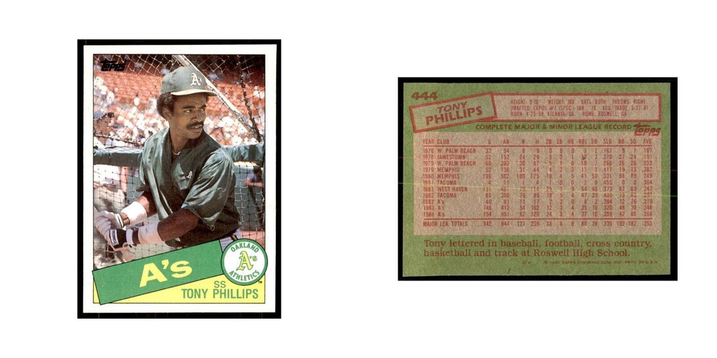 1985 Topps Tony Phillips Athletics #444