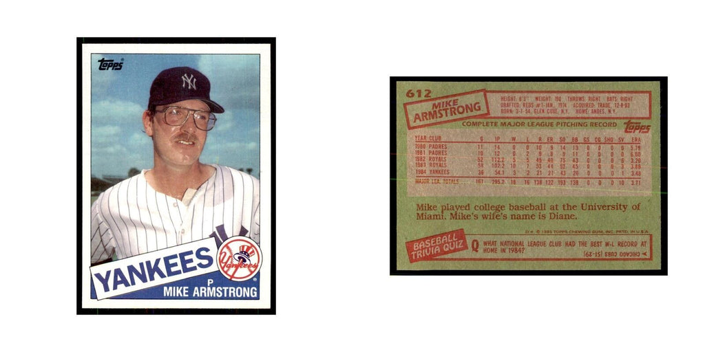 1985 Topps Mike Armstrong Yankees #612