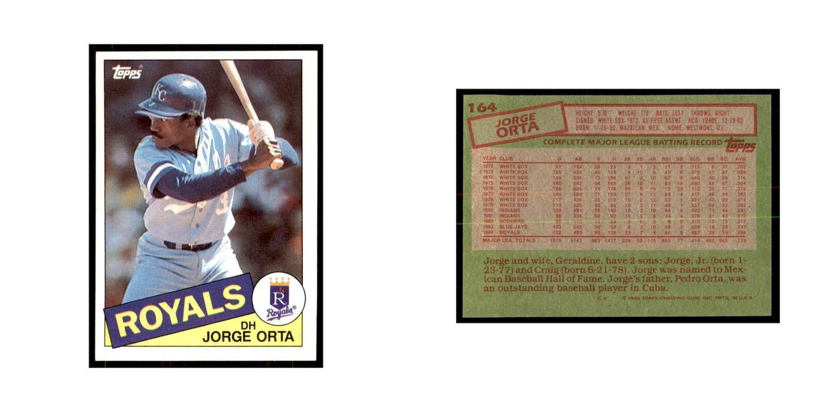 1985 Topps Jorge Orta Royals #164