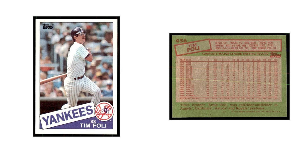 1985 Topps Tim Foli Yankees #456
