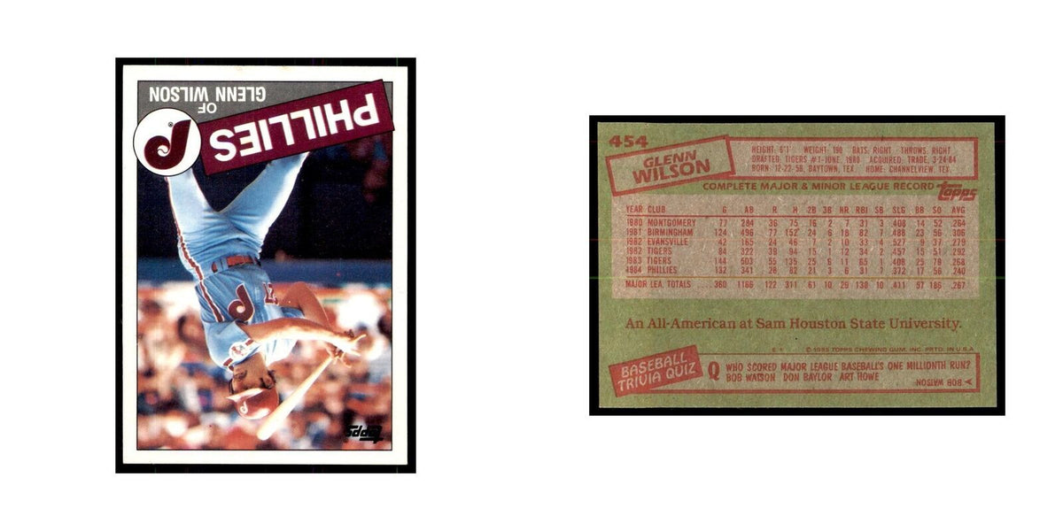 1985 Topps Glenn Wilson Phillies #454