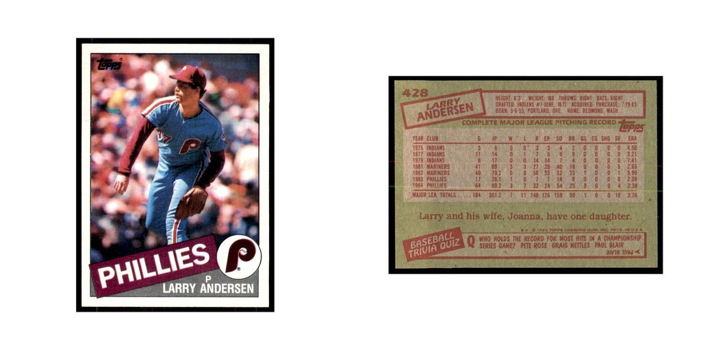 1985 Topps Larry Andersen Phillies #428