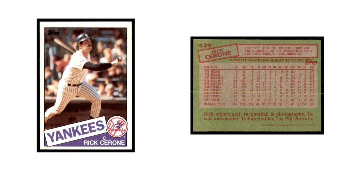 1985 Topps Rick Cerone Yankees #429